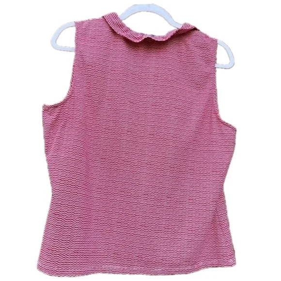 J. McLaughlin Red & White Ruffle Neck Sleeveless stretch Top – Size XL - Picture 2 of 6